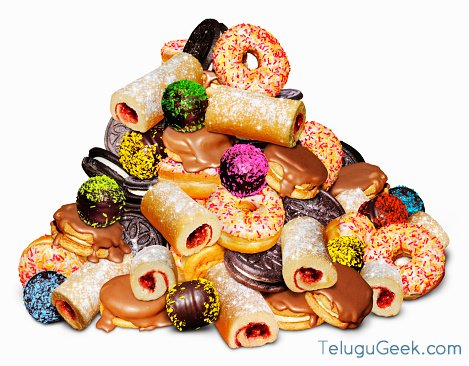 Pile of unhealthy sugary cakes 