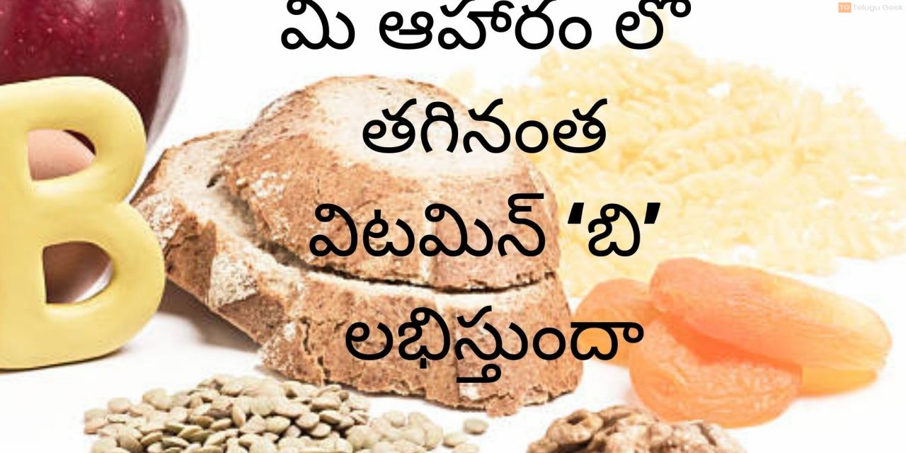 మీ ఆహారం లో తగినంత విటమిన్ ‘బి’ లభిస్తుందా