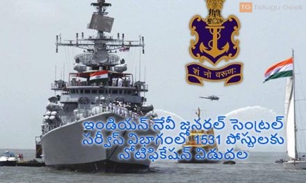 ఇండియన్ నేవీ జనరల్‌ సెంట్రల్‌ సర్వీస్‌ విభాగంలో 1531 పోస్టులకు నోటిఫికేషన్ విడుదల