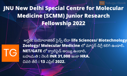 JNU New Delhi Special Centre for Molecular Medicine Junior Research Fellowship 2022