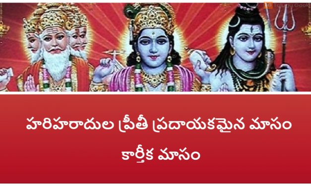 హరిహరాదుల ప్రీతీ ప్రదాయకమైన మాసం కార్తీక మాసం